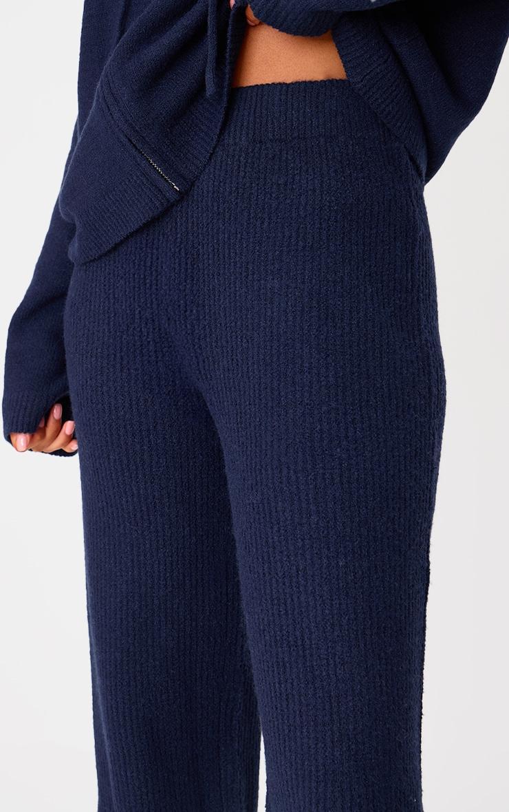 Tall Navy Knit Wide Leg Pants Product Image