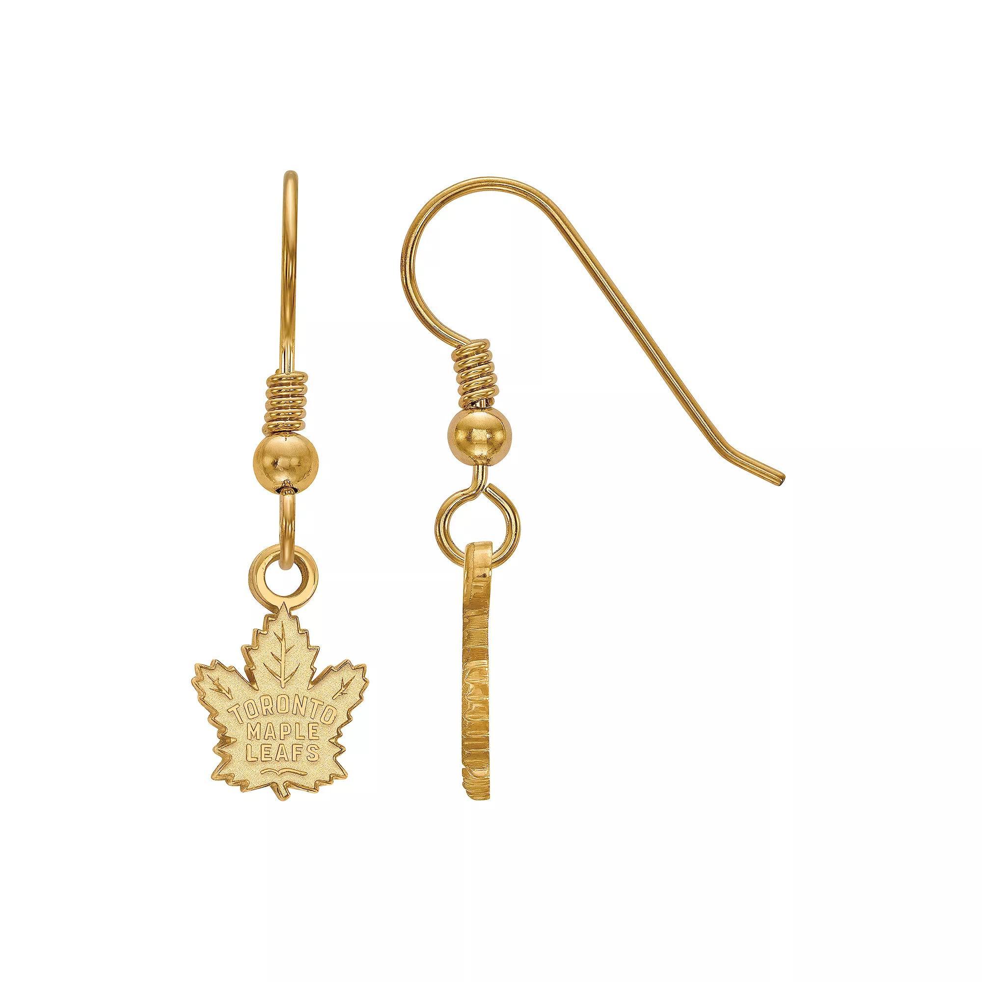 LogoArt Toronto Maple Leafs Sterling Silver Mini Logo Dangle Earrings, Women's, Gold Over Sterling Product Image