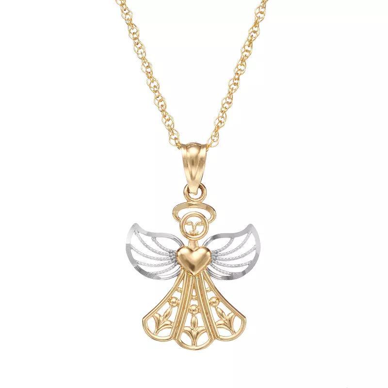 10k Gold Angel Pendant Necklace, Women's, Size: 18" Product Image