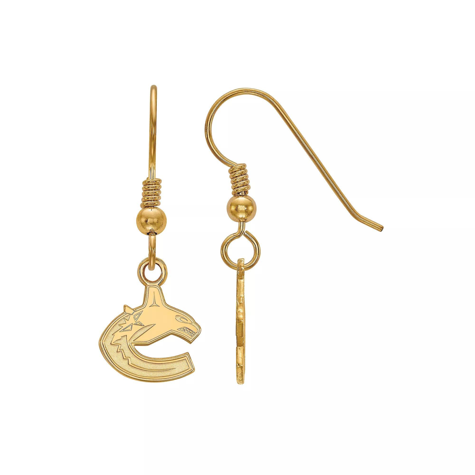 LogoArt Vancouver Canucks 14k Gold Over Silver Mini Dangle Wire Earrings, Women's, Sterling Silver Product Image