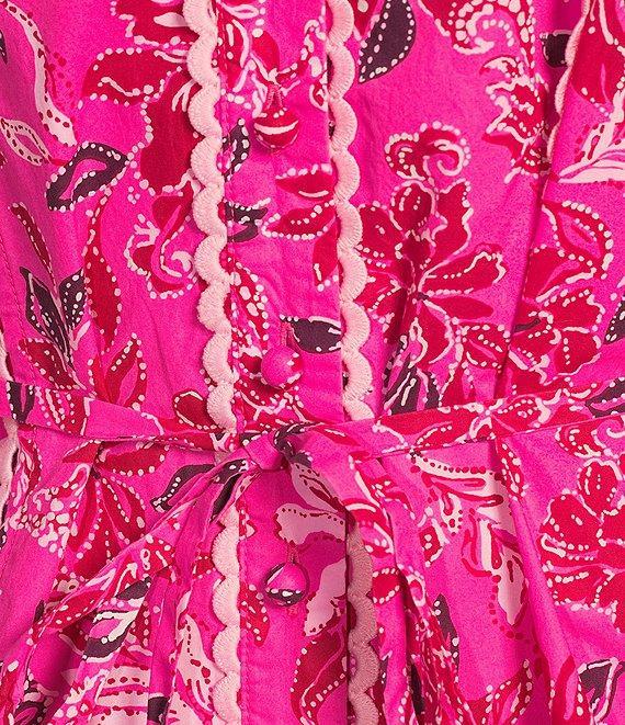 Lilly Pulitzer Arletta Poplin Giraffic Park Print Stand Collar Long Sleeve Shirt Dress Product Image