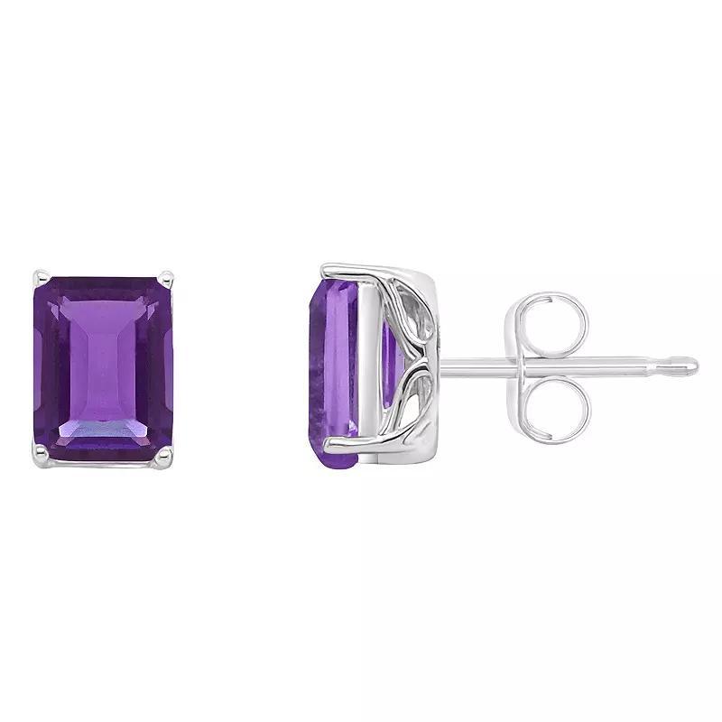 Alyson Layne 14k Gold Emerald Cut Citrine Stud Earrings, Women's, 14k White Gold Product Image