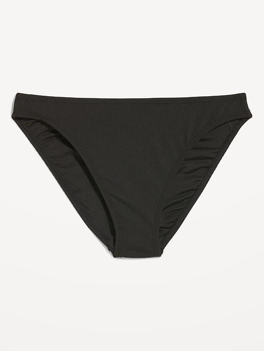 High-Waisted French-Cut Ribbed Bikini Swim Bottoms Product Image