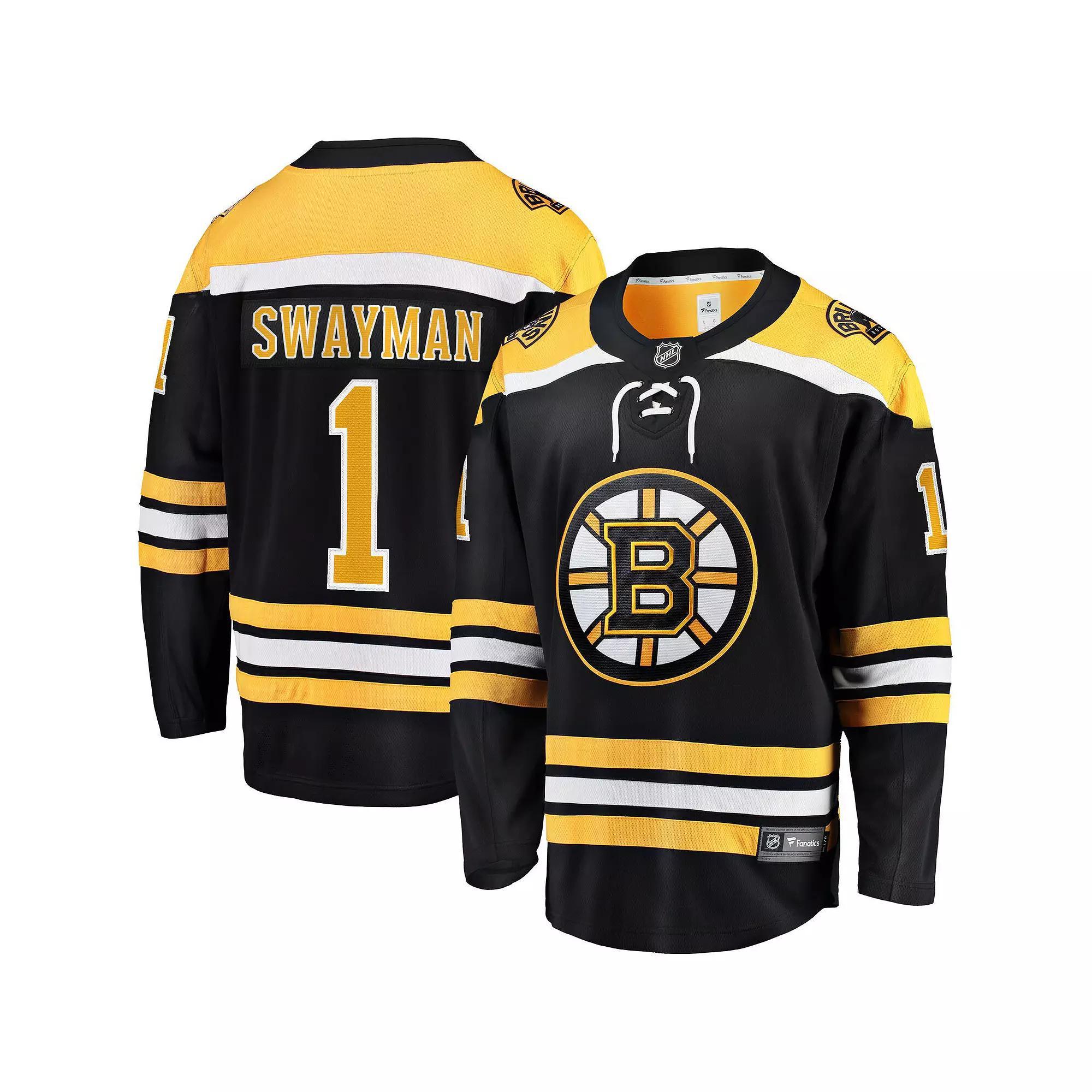 Men's Fanatics Branded Jeremy Swayman Black Boston Bruins 2017/18 Home Breakaway Replica Jersey, Size: 5XL Product Image
