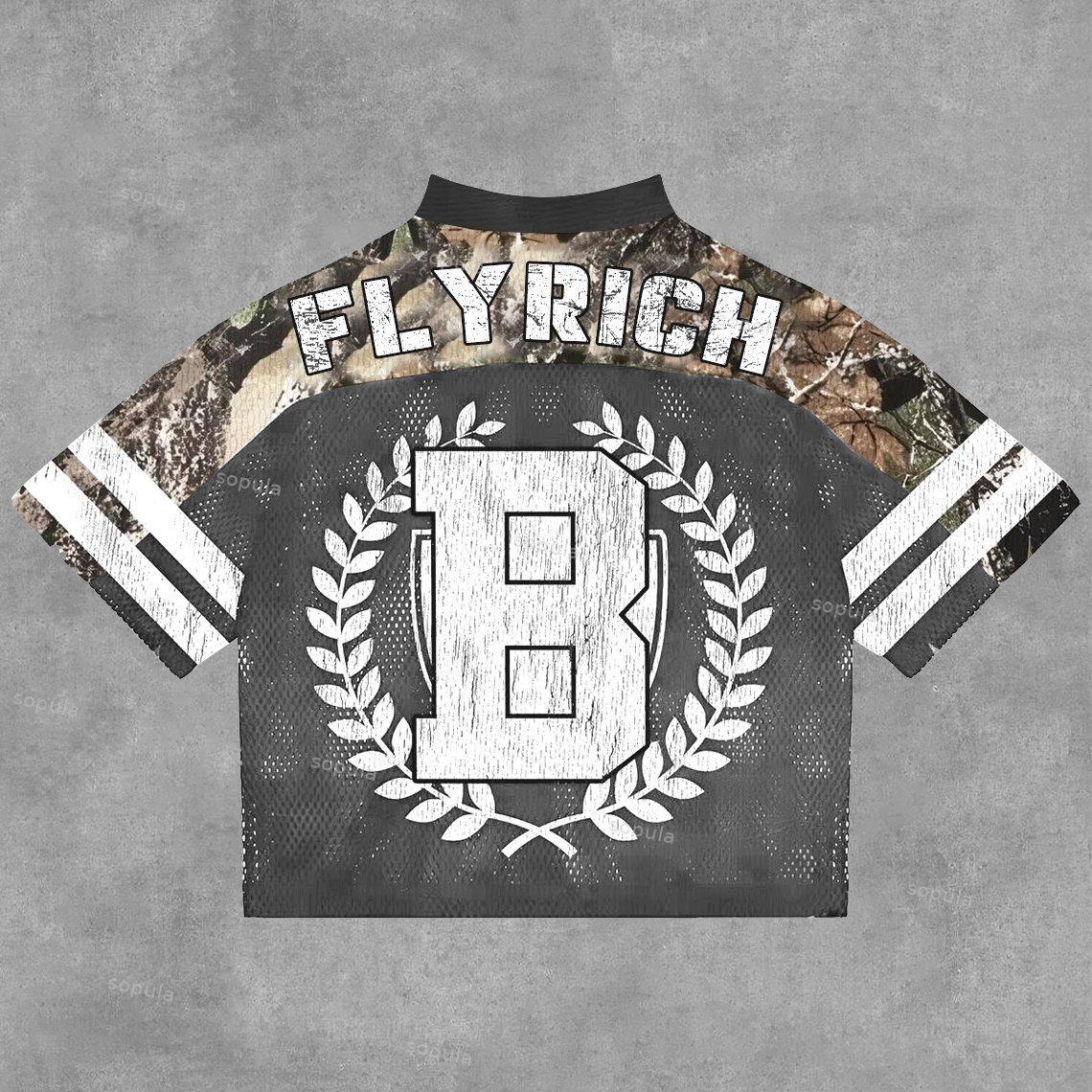 Sopula Vintage Fly Rich No.22 Graphics Blokecore Blokette Football V-Neck T-Shirt Product Image