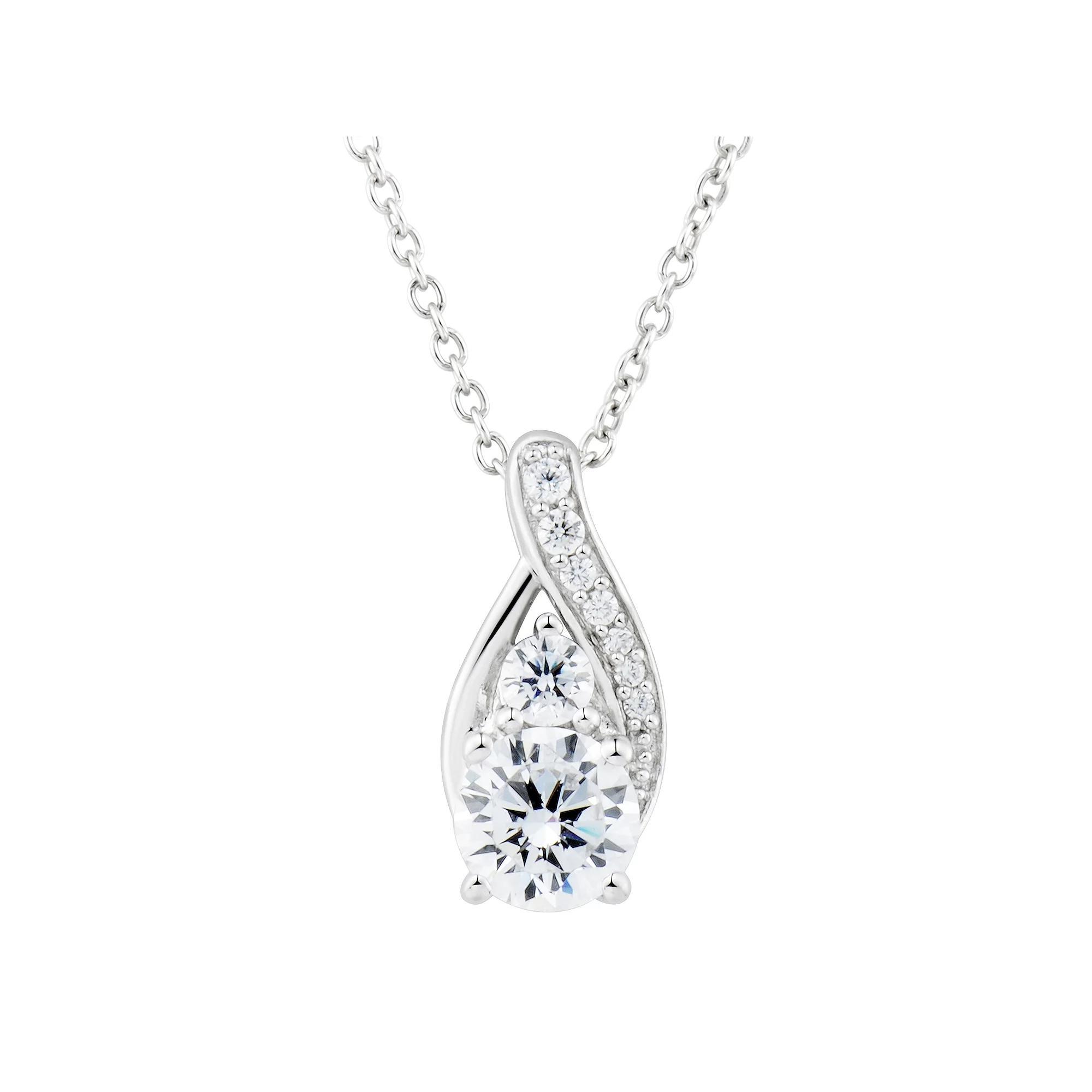 Sterling Silver Cubic Zirconia Teardrop Pendant Necklace, Women's, Size: 18" Product Image