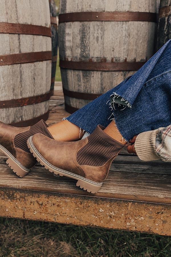 The Cabin Fever Faux Leather Bootie in Chestnut Product Image