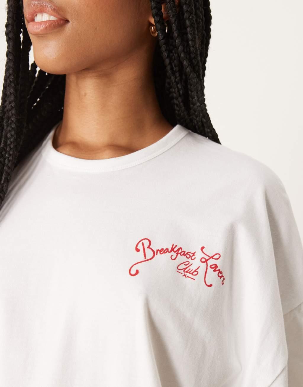 ASOS DESIGN Tall oversized tee & wide leg pants in breakfast lovers print Product Image