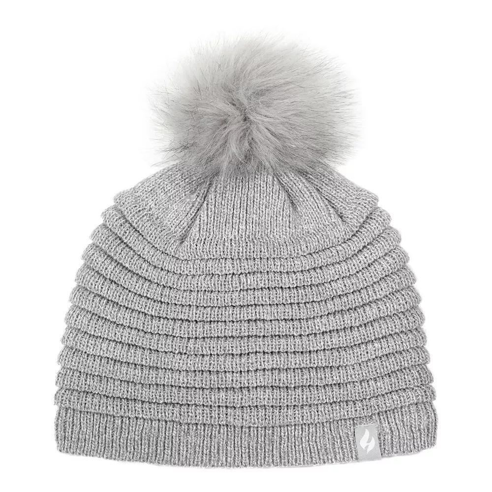 Women's Heat Holders Heatweaver Rib Knit Pom Pom Hat, Blue Product Image