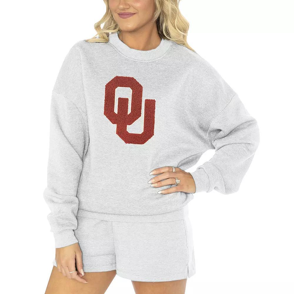 Women's Gameday Couture Ash Oklahoma Sooners Team Effort Pullover Sweatshirt & Shorts Sleep Set, Size: XL, Black Product Image