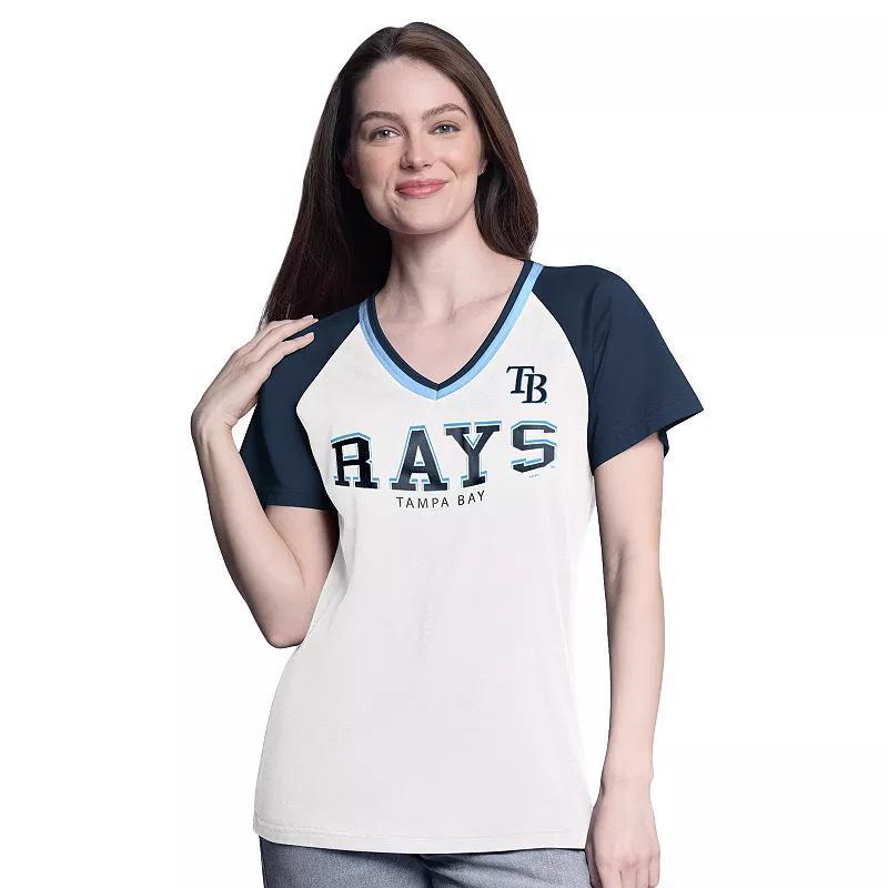 Women's G-III 4Her by Carl Banks  White/Royal Los Angeles Dodgers Ball Park Raglan V-Neck T-Shirt, Size: XL Product Image