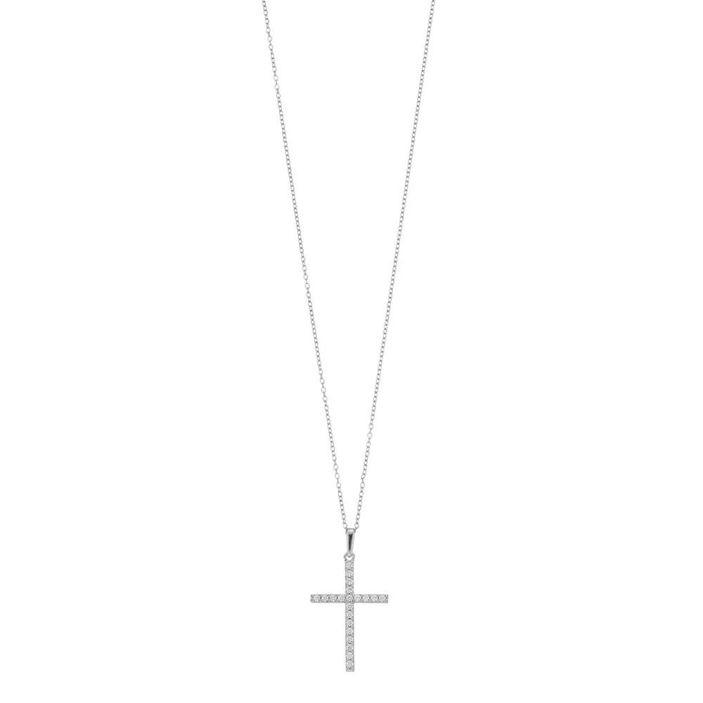 Diamond Brilliance 1/4 Carat T.W. Lab-Created Diamond Cross Pendant Necklace, Women's, Silver Tone Product Image