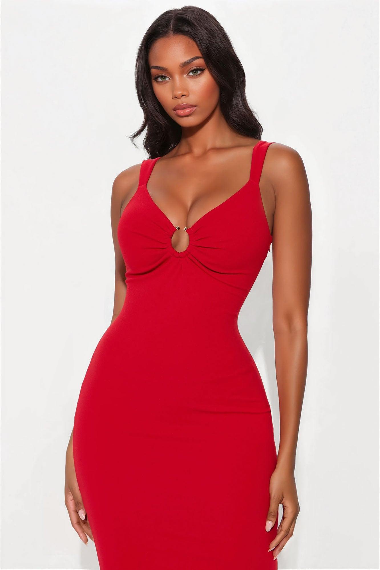 Katrina Backless Maxi Dress - Red Product Image