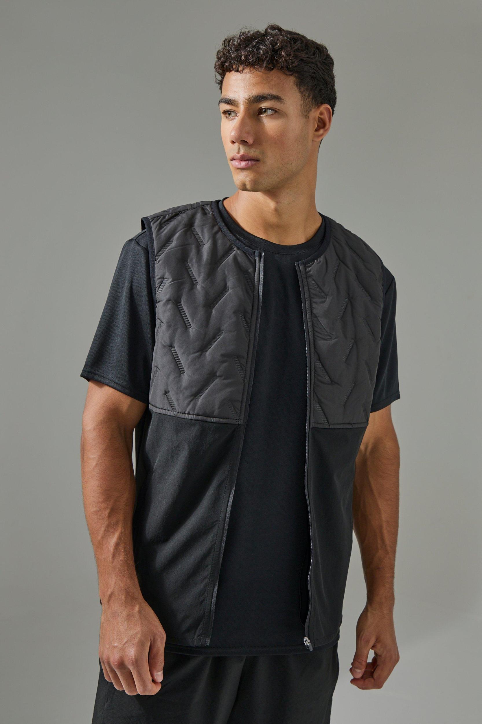 Mens Black Man Active Quilted Gilet, Black Product Image