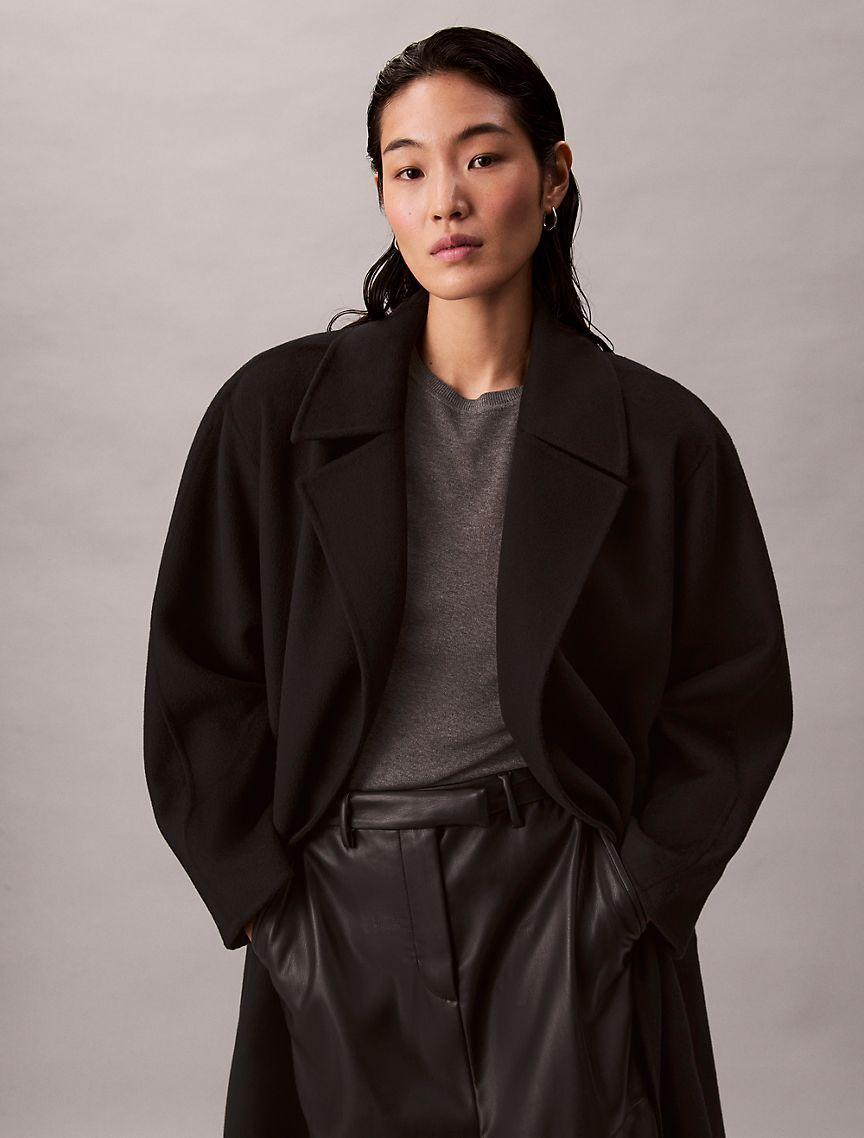Double Faced Wool Blend Wrap Coat Product Image