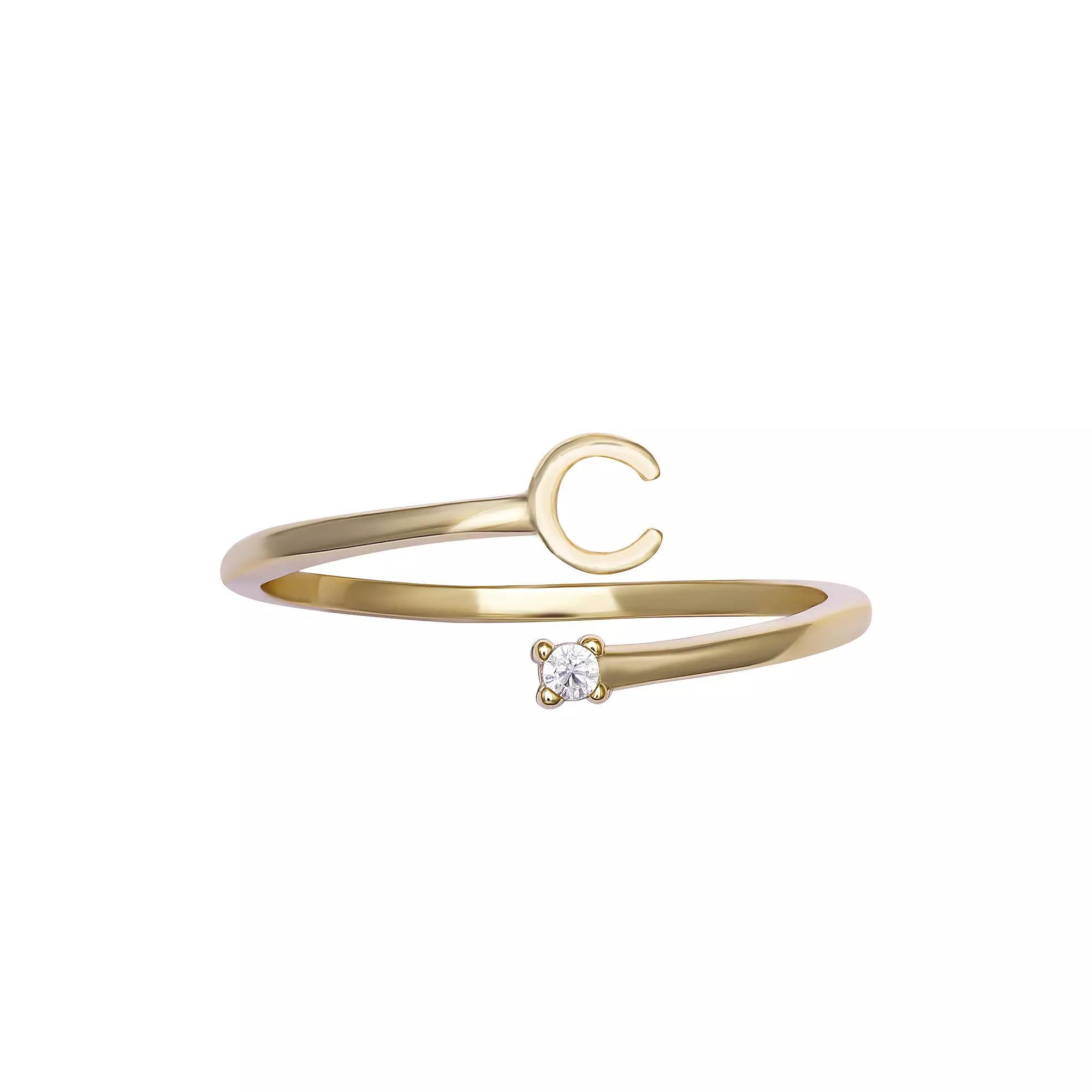 PRIMROSE Sterling Silver Cubic Zirconia Initial Bypass Band Ring, Women's, Size: 8, Sterling Silver X Product Image