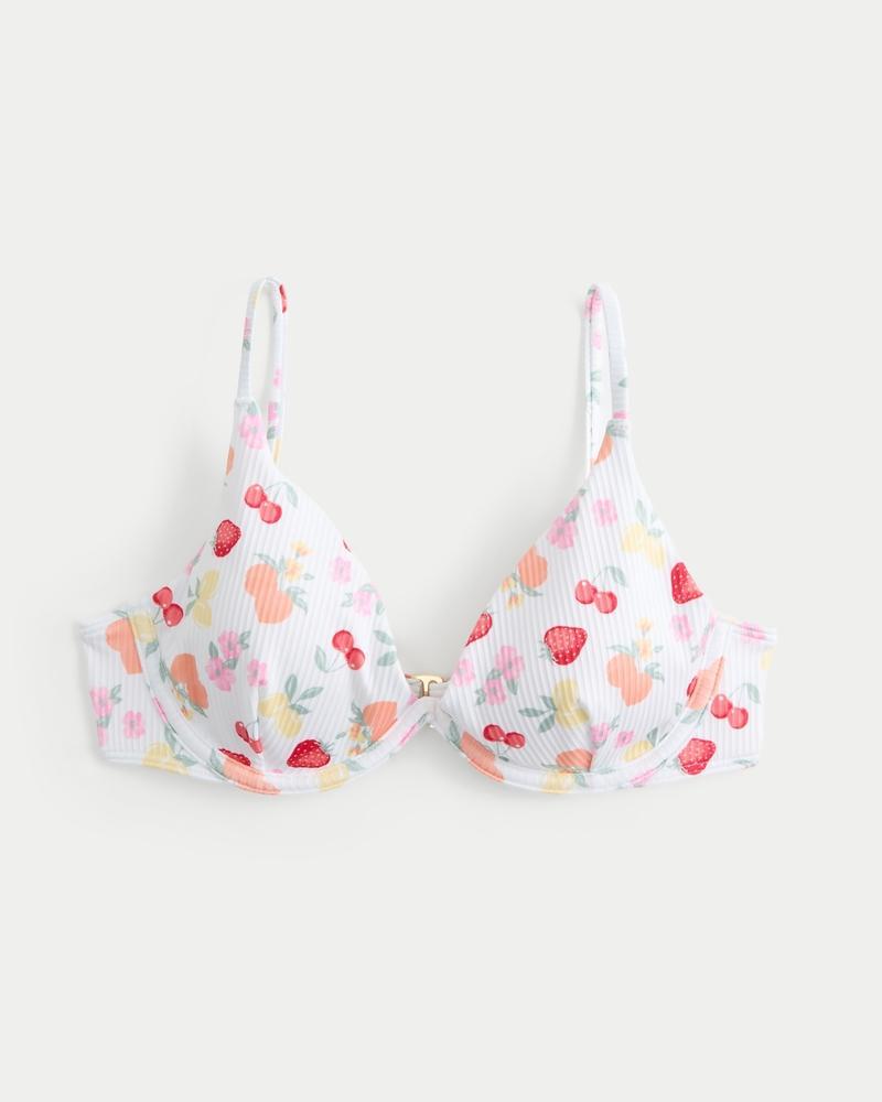 Ribbed Plunge Underwire Bikini Top Product Image