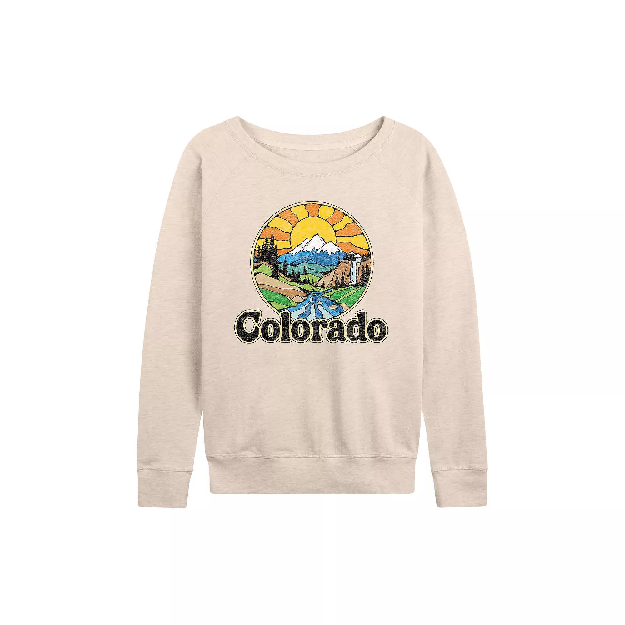 Women's Groovy Colorado French Terry Long Sleeve Tee, Girl's, Size: Small, Beige Product Image