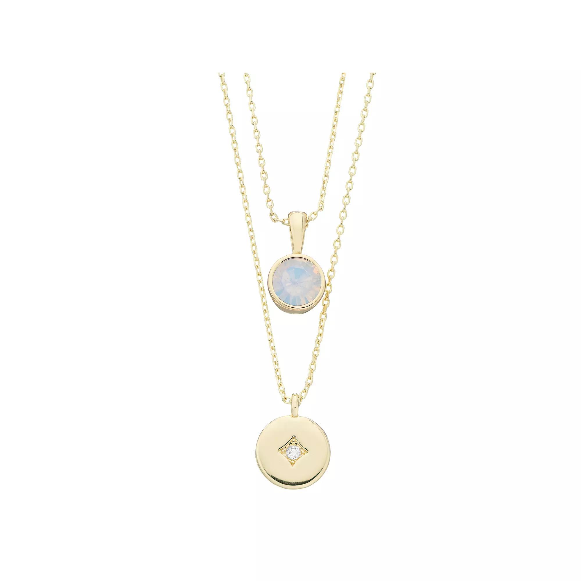 City Luxe Simulated Gemstone Birthstone Double Strand Necklace, Women's, Gold Tone April Product Image