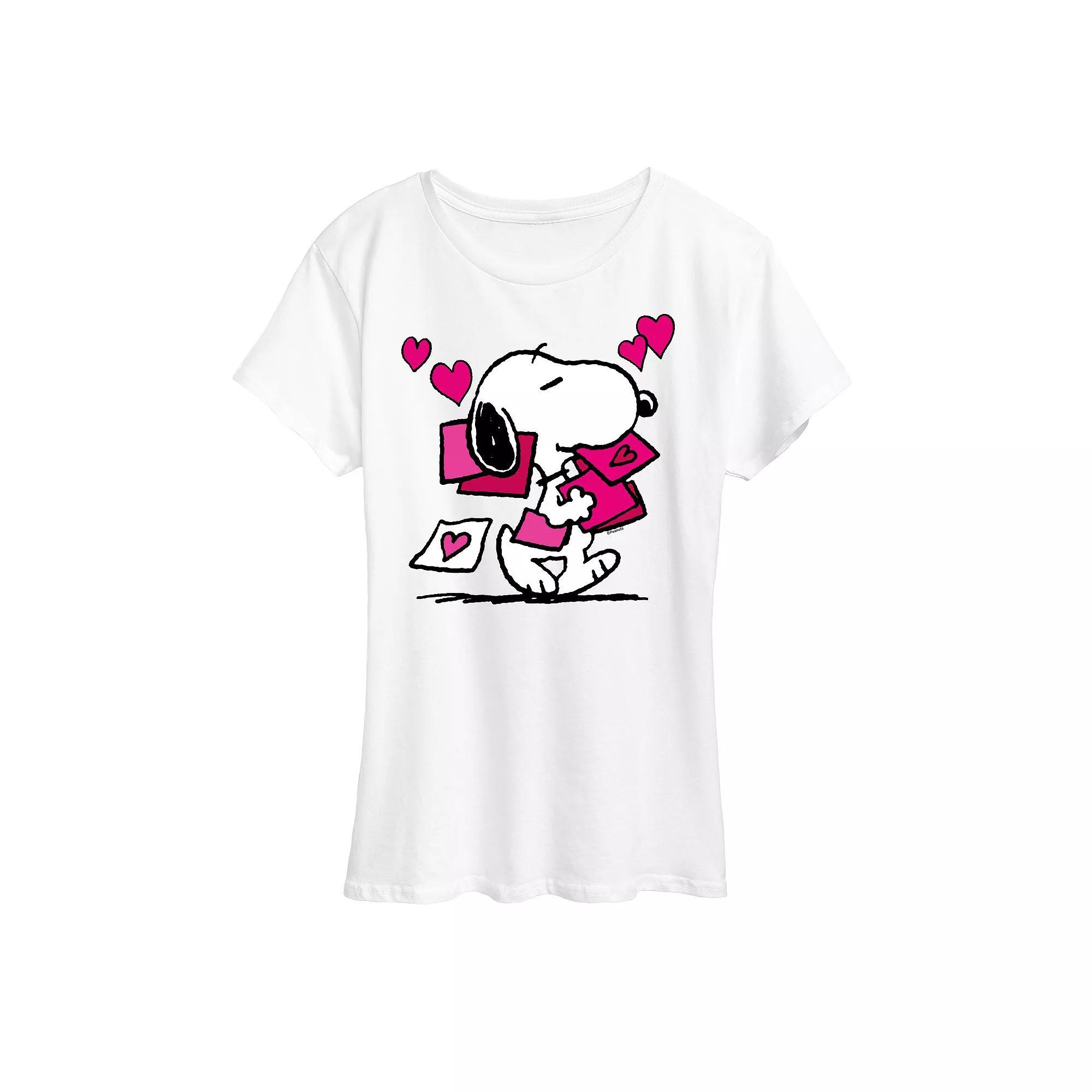 Womens Peanuts Snoopy Valentines Cards Graphic Tee Product Image