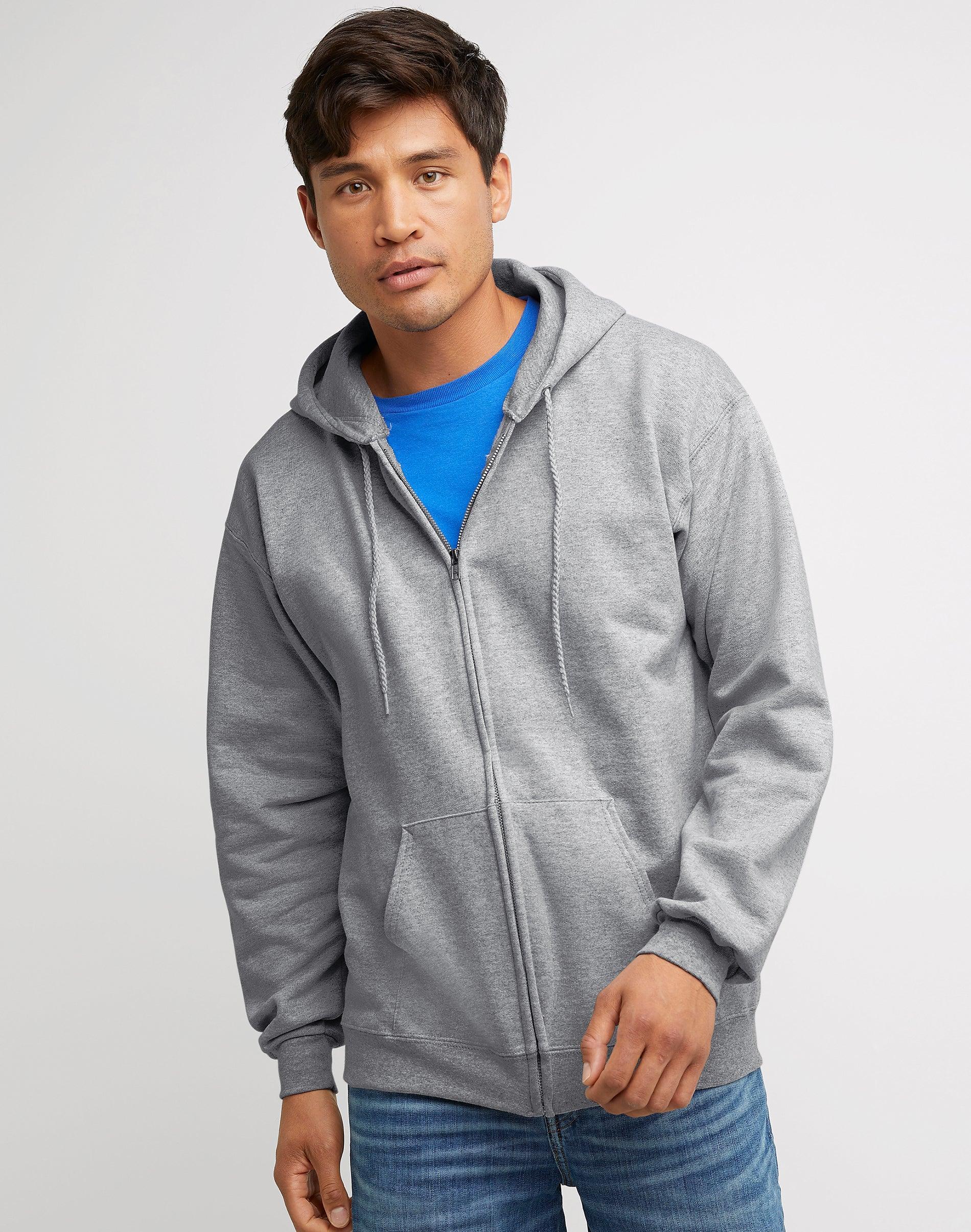 Men's Hanes Ultimate® Fleece Full-Zip Hoodie, Size: Large, Light Silver Product Image