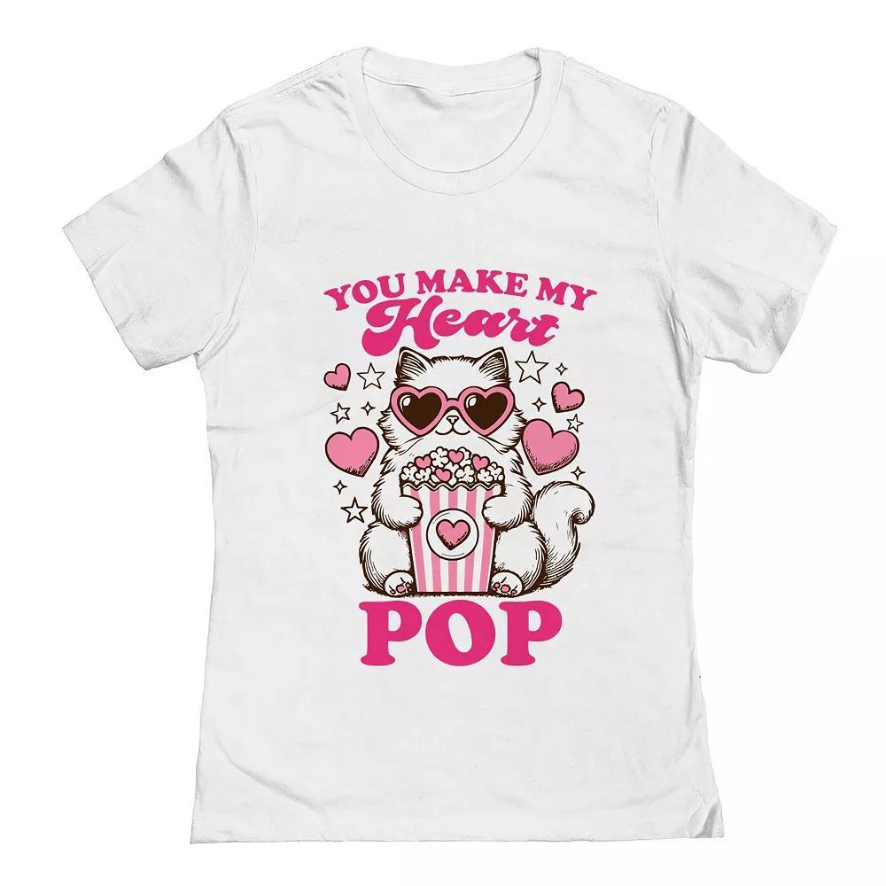 Junior's You Make My Heart Pop Valentine's Day Graphic Tee, Women's, Size: XXL, White Product Image
