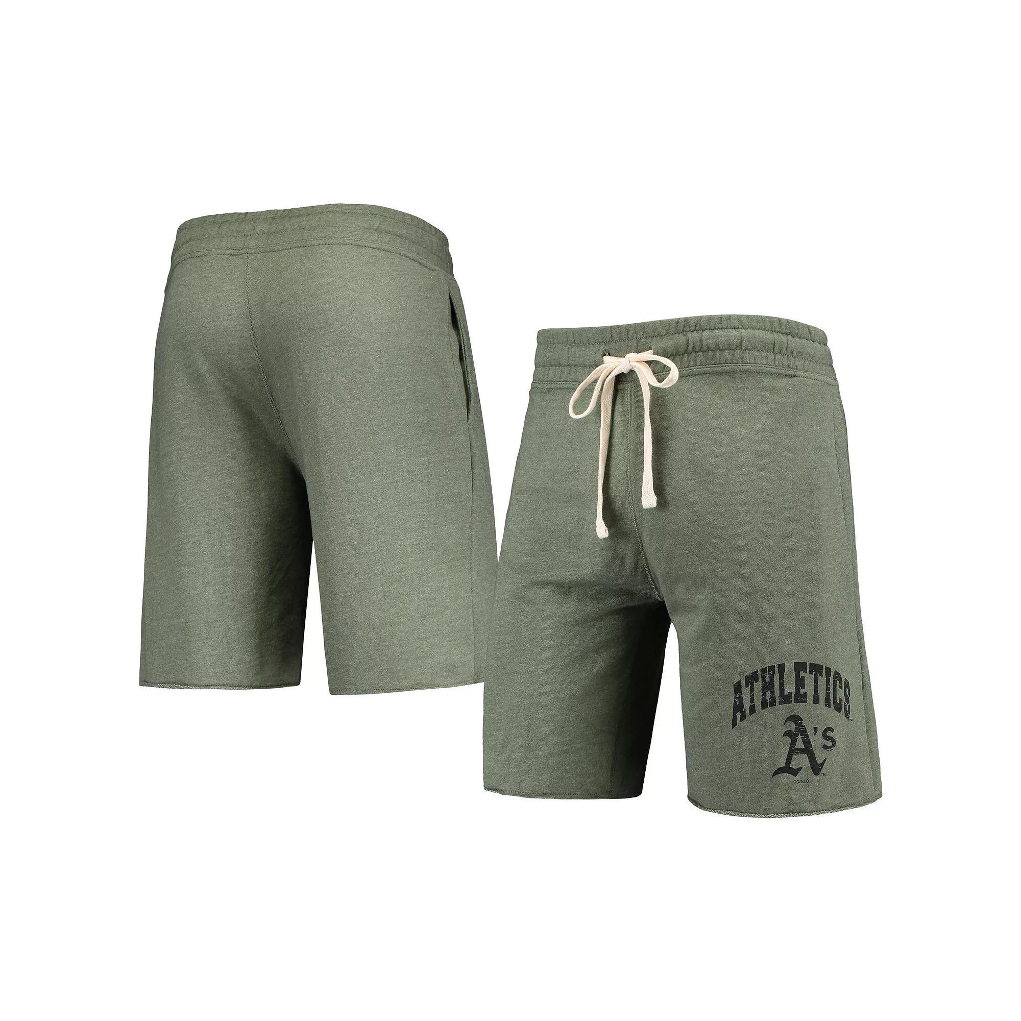 Men's Concepts Sport Heathered Olive Oakland Athletics Mainstream Tri-Blend Shorts, Size: XL, Green Product Image