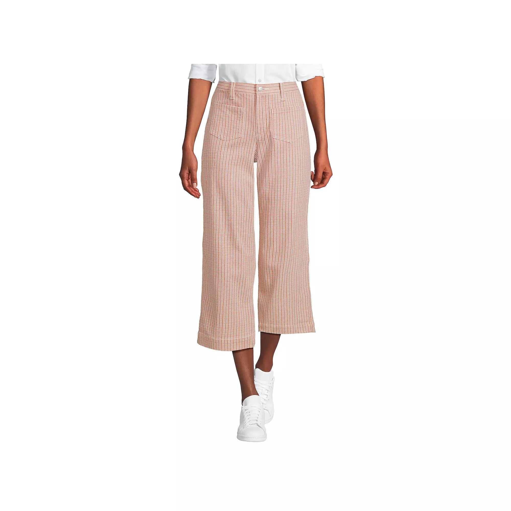 Women's Lands' End High-Rise Wide Leg Crop Pants, Size: 4, Red Houndsto Product Image