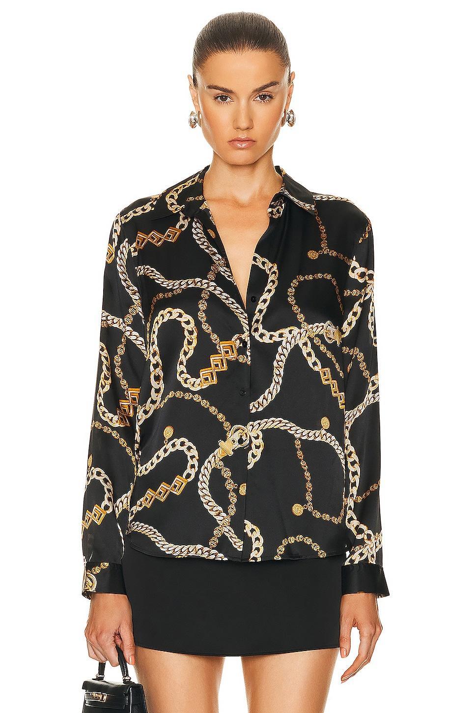 Tyler Chain-Print Silk Blouse Product Image