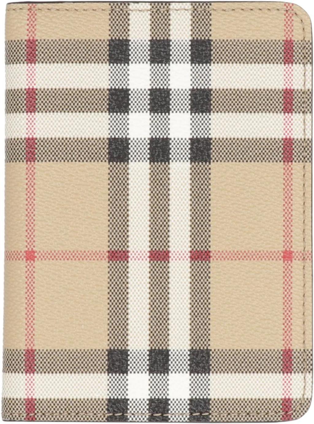 BURBERRY Checked Motif Passport Holder In Beige Product Image