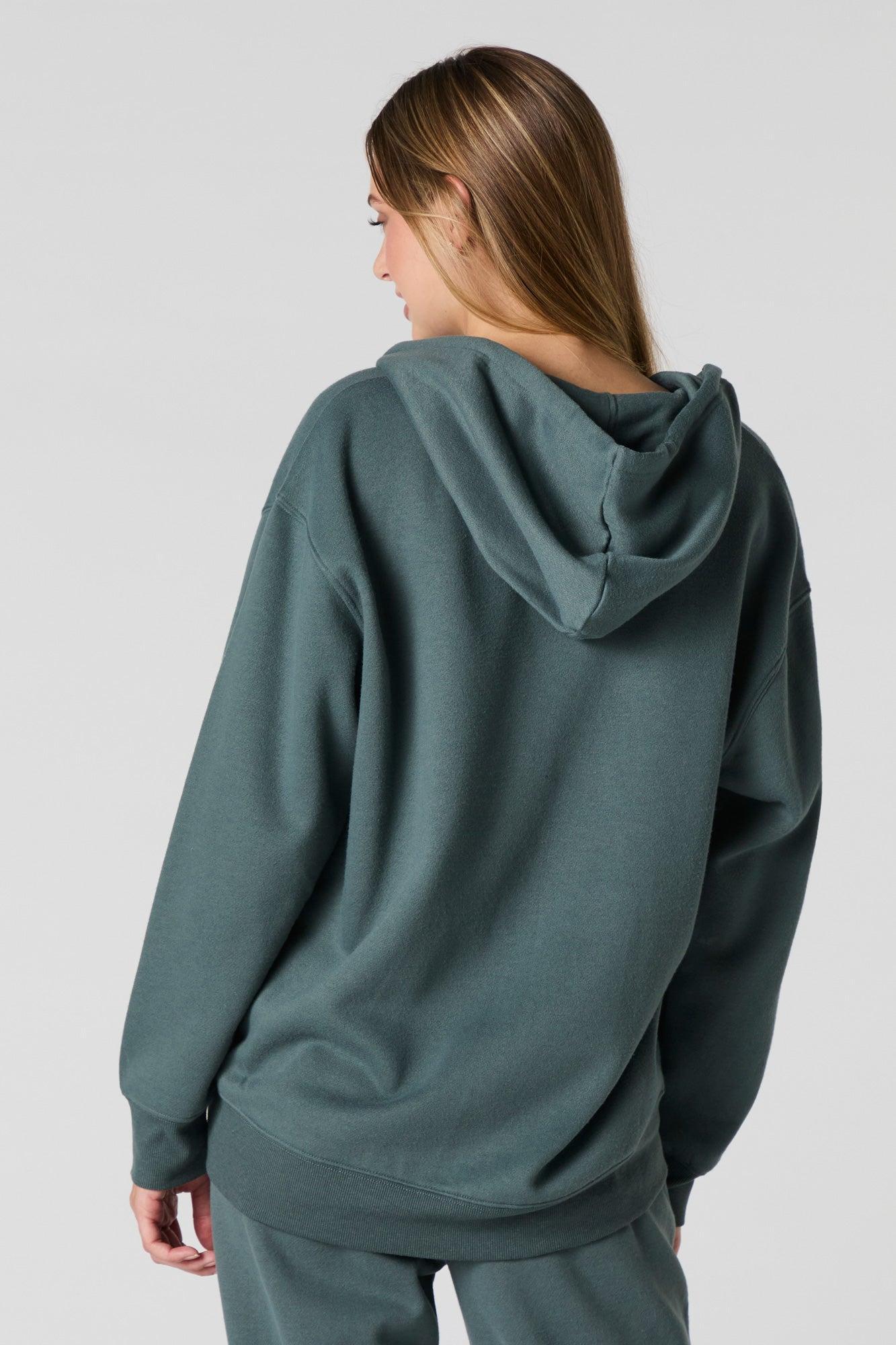Oversized Zip-Up Fleece Hoodie Female Product Image