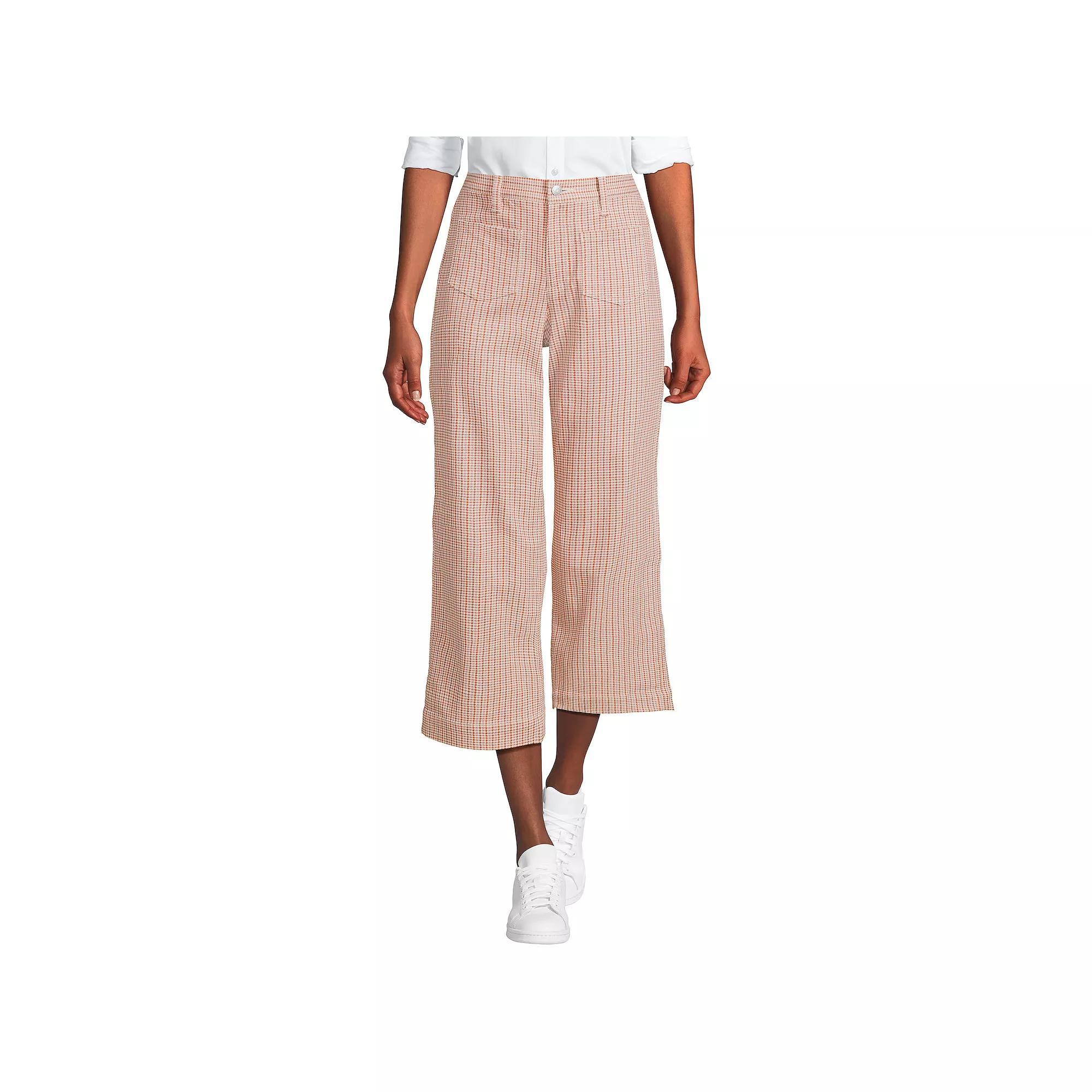 Women's Lands' End High-Rise Wide Leg Crop Pants, Size: 4, Red Houndsto Product Image