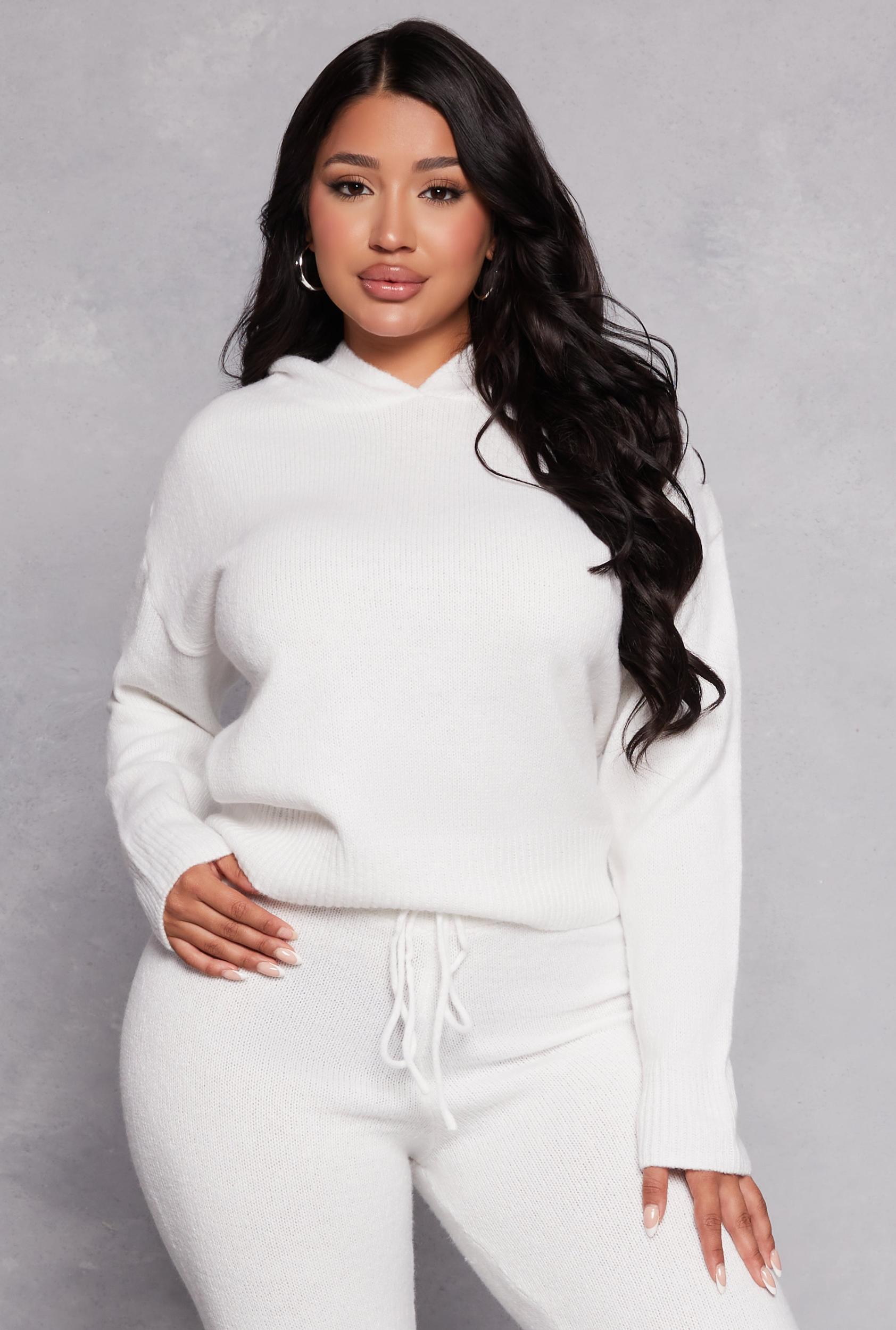 Womens Brushed Knit Pullover Hoodie Product Image
