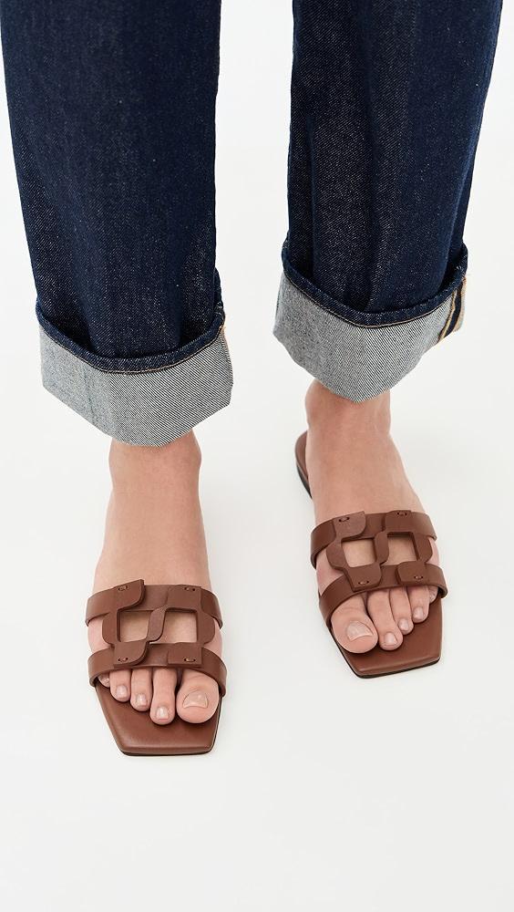 SIMKHAI Simkhai Monogram Leather Flat Slides | Shopbop Product Image