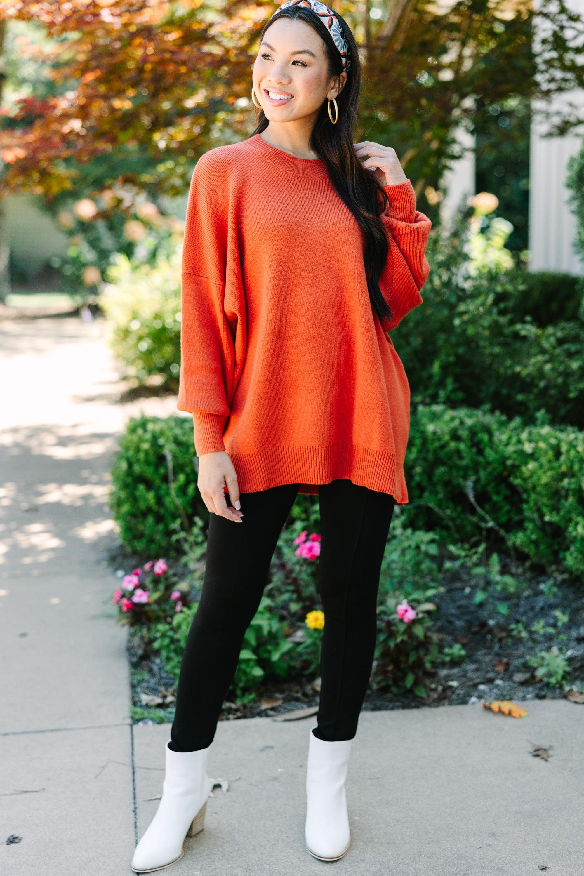 Perfectly You Rust Orange Mock Neck Sweater Female Product Image