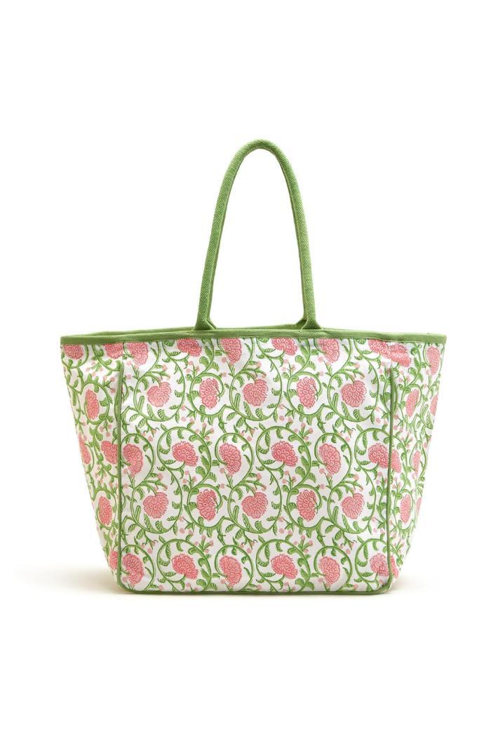 FLORAL BLOCK PRINT TOTE BAG Product Image