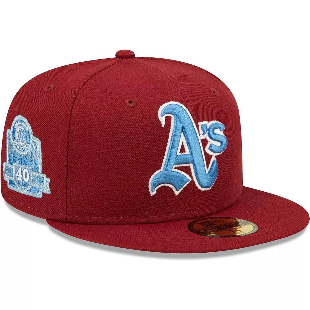 Men's New Era Cardinal Oakland Athletics 40th Anniversary Air Force Blue Undervisor 59FIFTY Fitted Hat, Size: 8, Red Product Image
