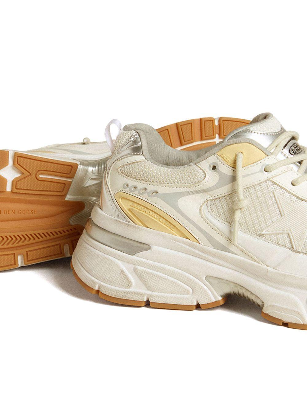 GOLDEN GOOSE Lightstar Leather Net And Suede Upper Sneakers With Tpu Star Net Heel In White Product Image