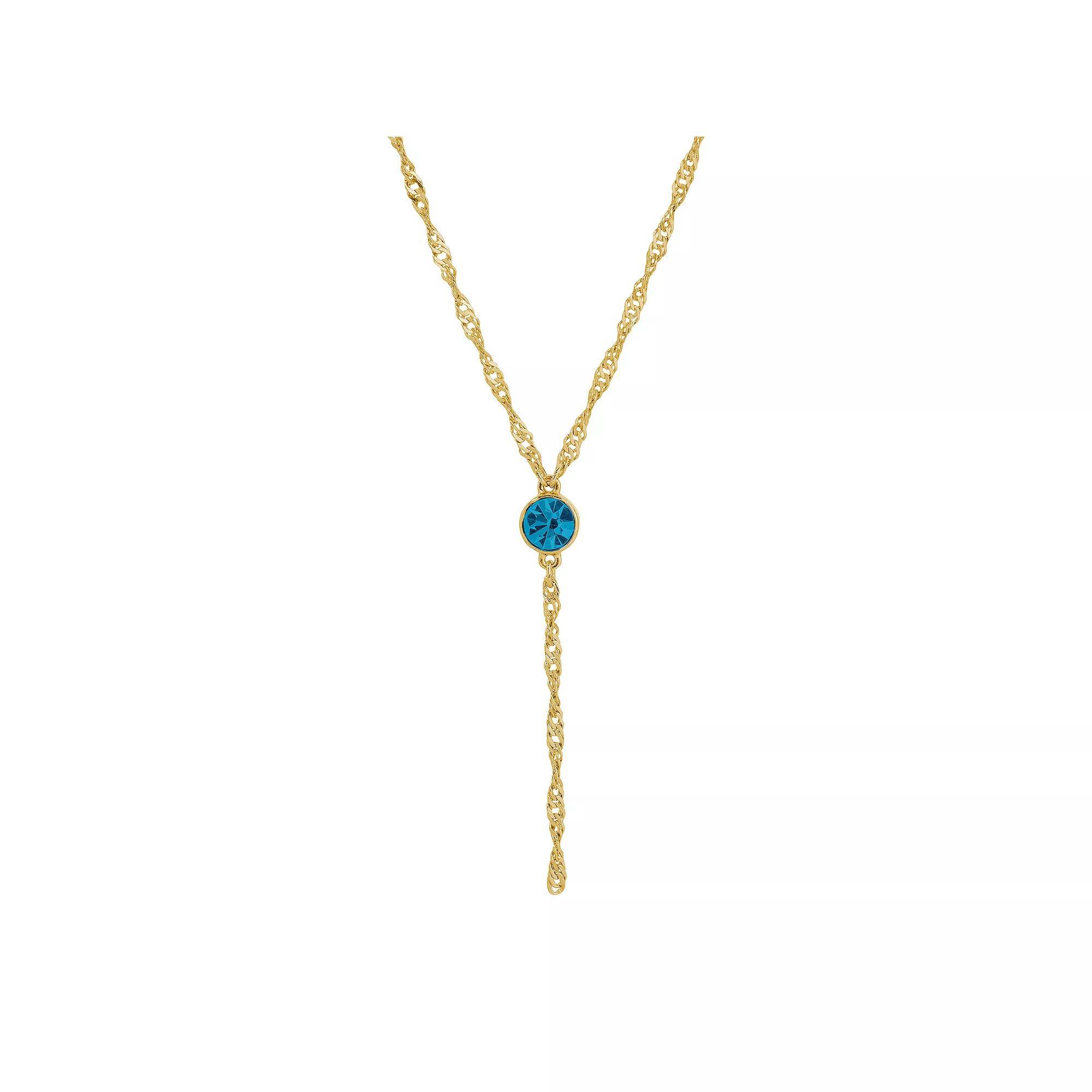 1928 Gold Tone Crystal Y-Necklace, Womens, Green Product Image