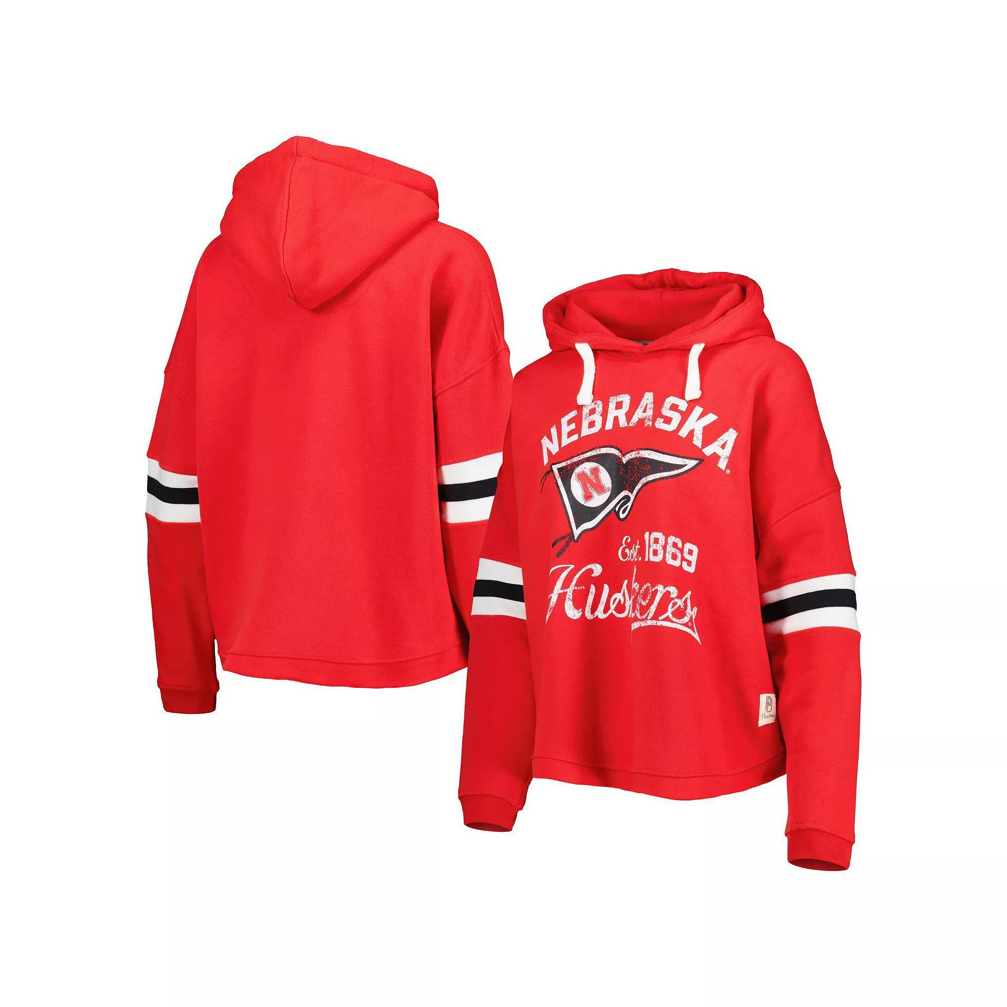 Women's Pressbox Scarlet Nebraska Huskers Super Pennant Pullover Hoodie, Size: Small, Red Product Image