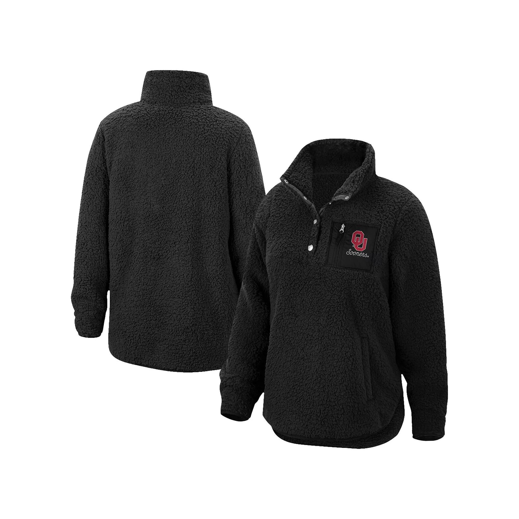 Women's Top of the World Black Oklahoma Sooners Sierra Sherpa Quarter-Snap Jacket, Size: Small Product Image