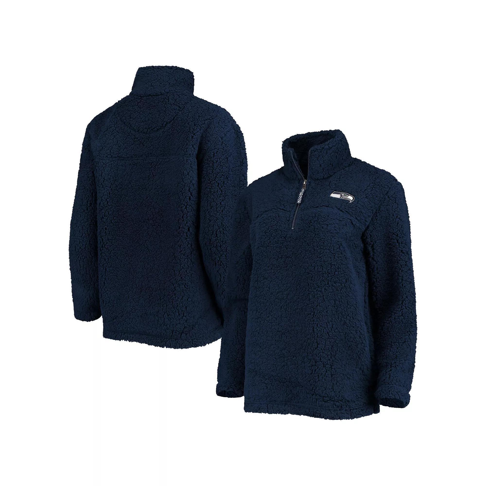 Women's G-III 4Her by Carl Banks College Navy Seattle Seahawks Sherpa Quarter-Zip Jacket, Size: 2XL, Blue Product Image