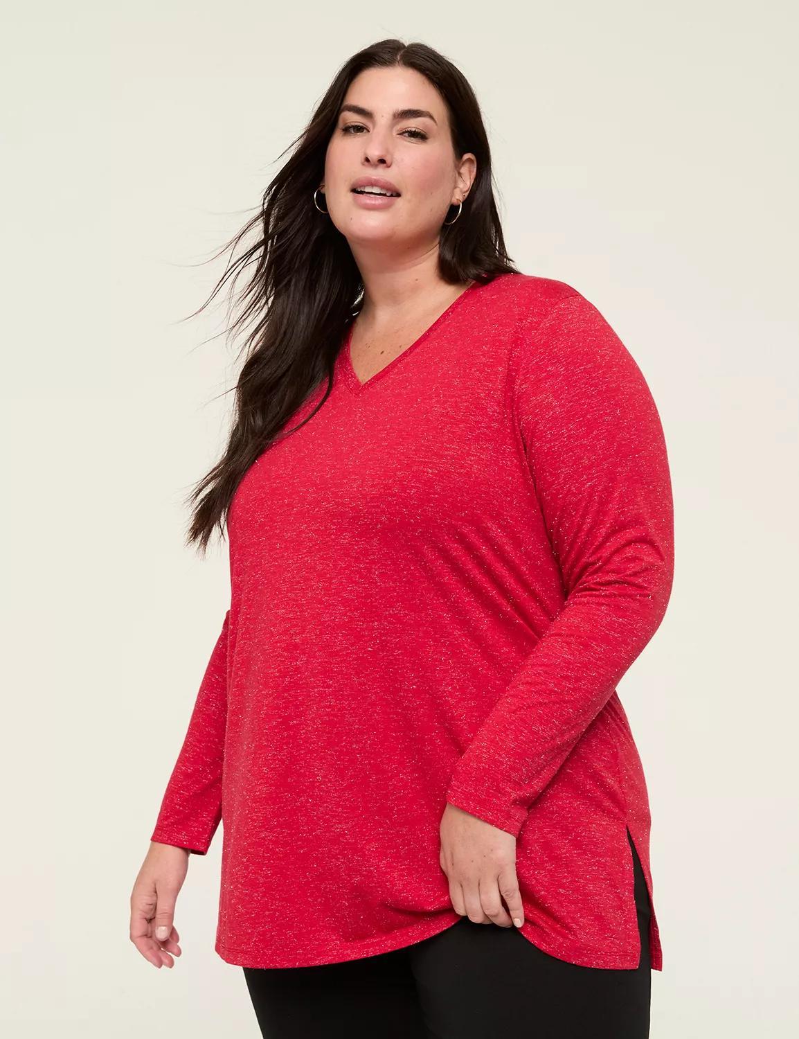 Shimmer V-Neck Tunic Tee Product Image