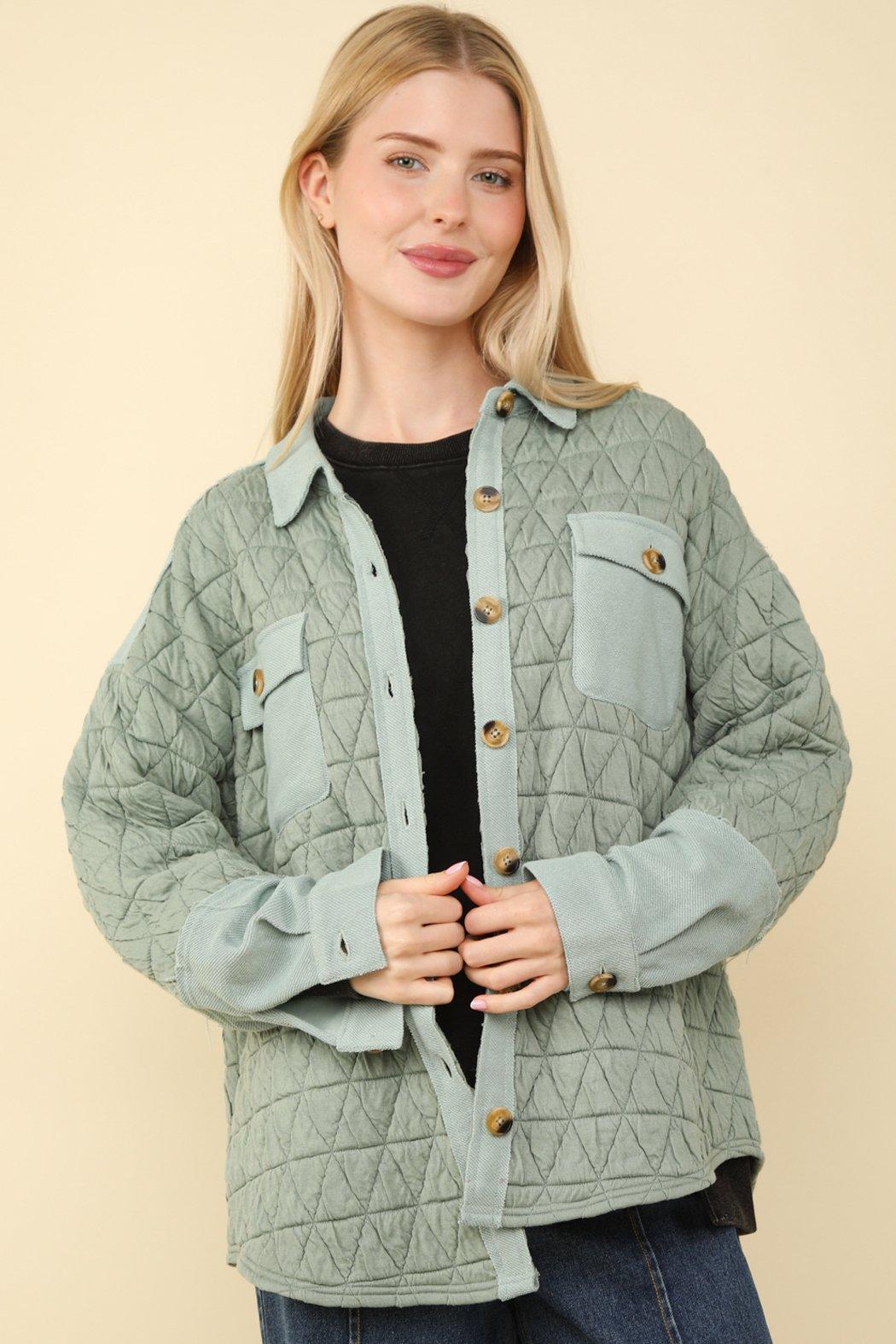 Sage Quilted Shacket Product Image