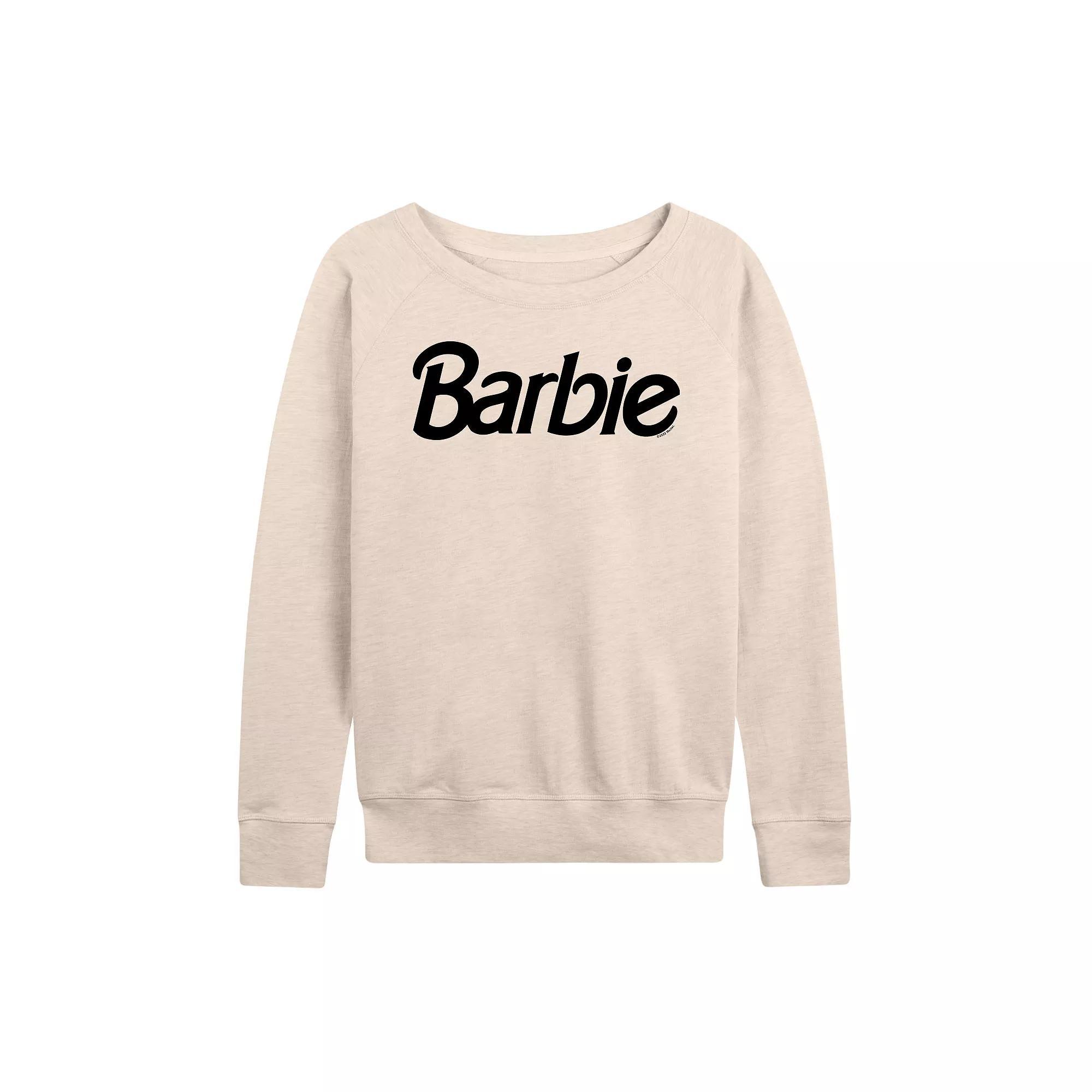Womens Barbie Logo French Terry Long Sleeve Tee, Girls Product Image