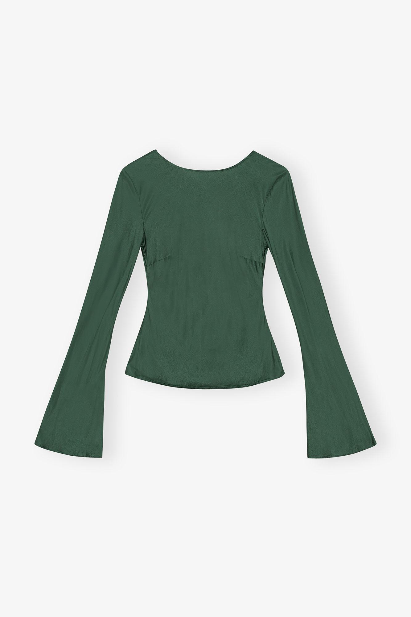 Green Satin Blouse Product Image