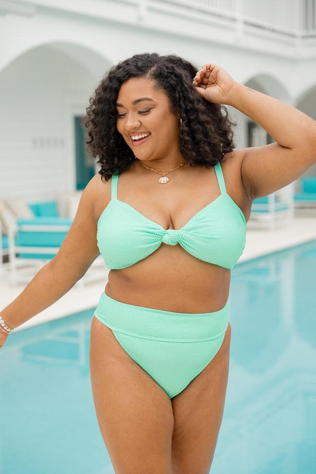 Coastal Kiss Mint High Waisted Bikini Bottoms FINAL SALE Product Image