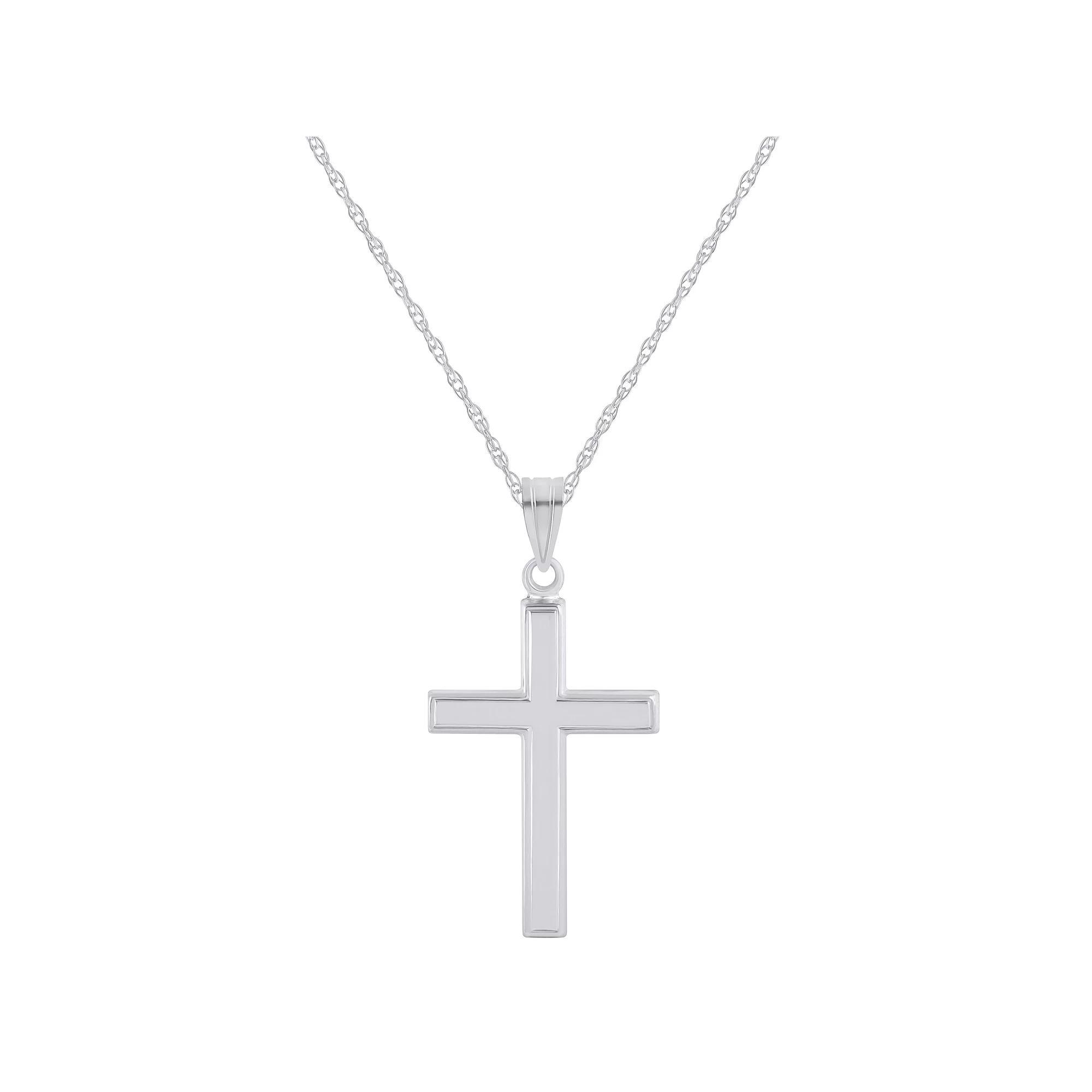 14k White Gold Cross Pendant Necklace, Women's, Size: 18" Product Image