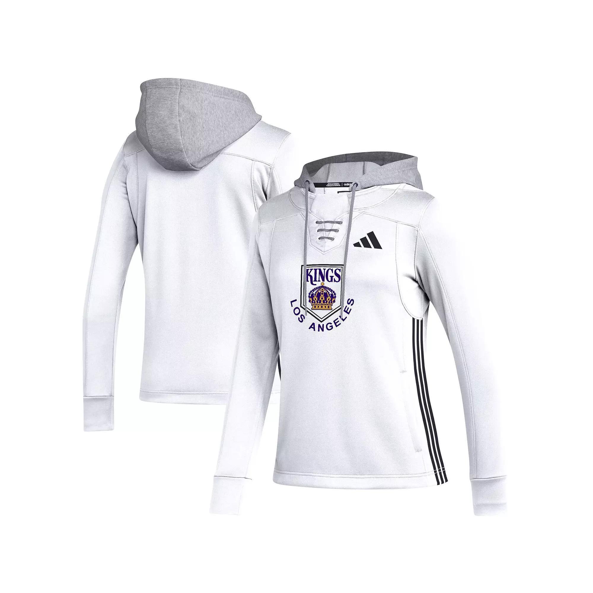 Women's adidas White Los Angeles Kings Refresh Skate Lace AEROREADY Pullover Hoodie, Size: Large, Kgs White Product Image