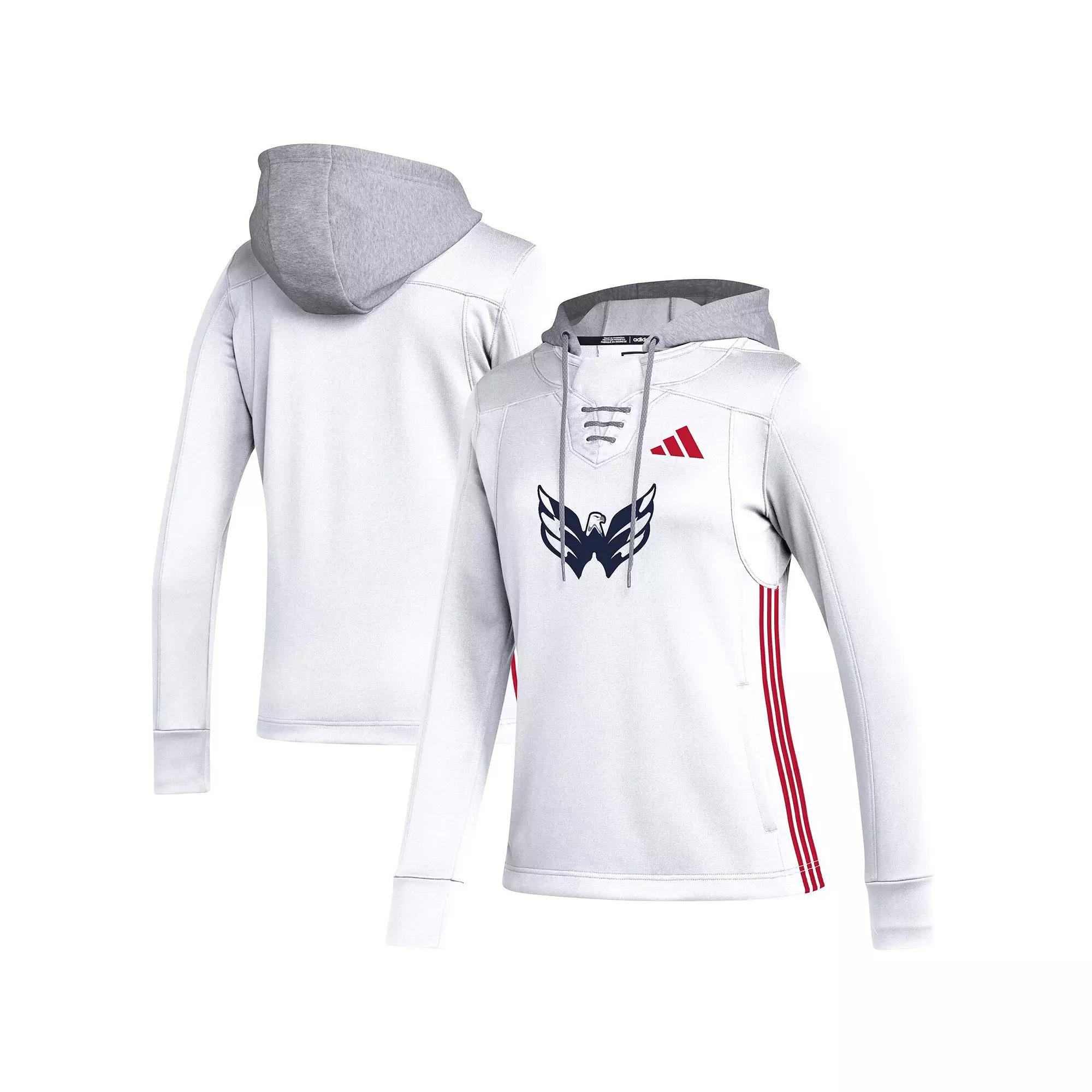 Women's adidas White Washington Capitals Refresh Skate Lace AEROREADY Pullover Hoodie, Size: XL Product Image